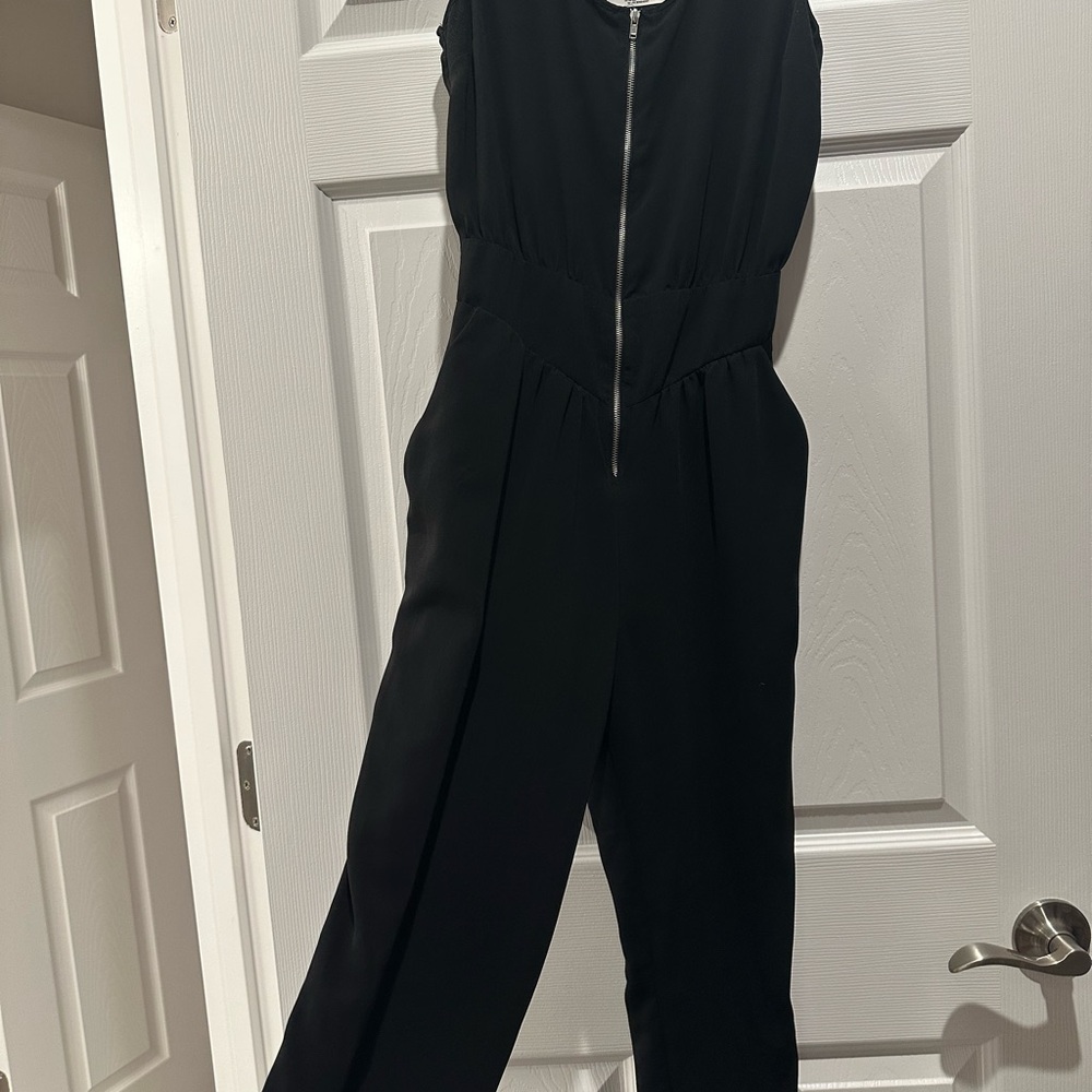 Joe B Black Sleeveless Jumpsuit with Front Zipper and Pockets